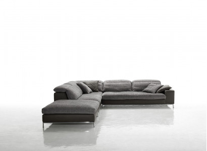 Design Ecksofa L-form Textile Couch Prianera Modern Sofas Polsterung Grau Neu