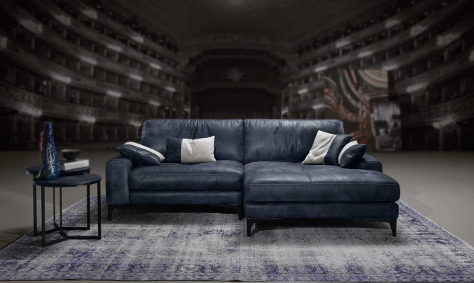 Ecksofa Sofa Wohnzimmer Sofas Leder Luxus L-Form Stil Modern Möbel Blau Neu