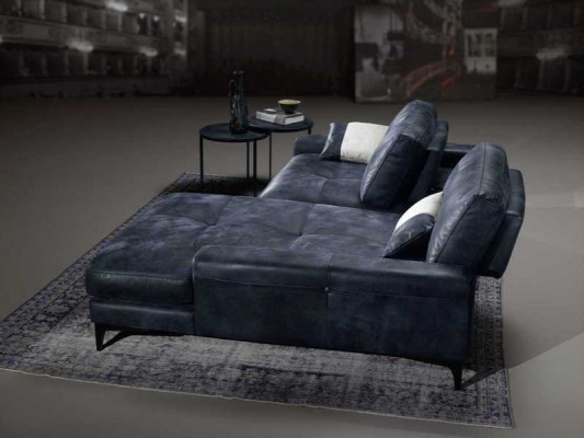 Ecksofa Sofa Wohnzimmer Sofas Leder Luxus L-Form Stil Modern Möbel Blau Neu