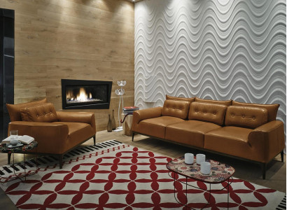 Garnitur Sessel Sofas Sofagarnitur 3+1 Sitzer Braun Wohnzimmer Polster