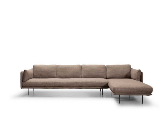 Braun Ecksofa L-Form Sofa Couch Design Polster Modern Textil Wohnzimmer