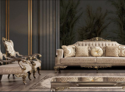 Sofagarnitur 3+1+1 Sitzer Sofa Sofas Sessel Stoff Garnitur Luxus Set Wohnzimmer