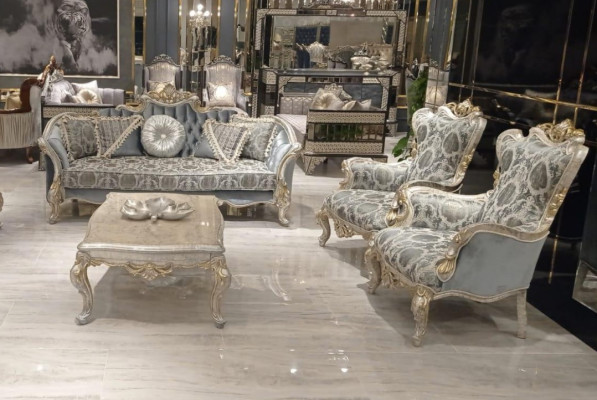 Sofagarnitur 3+1+1 Sitzer Luxus Sofa Sessel Stoff Gruppe Garnitur Wohnzimmer