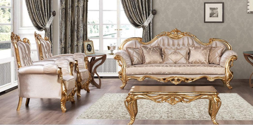 Garnitur Sofagarnitur 3+1+1 Sitzer Couchtisch Sofa Luxus Stoff Sessel Sofas Neu