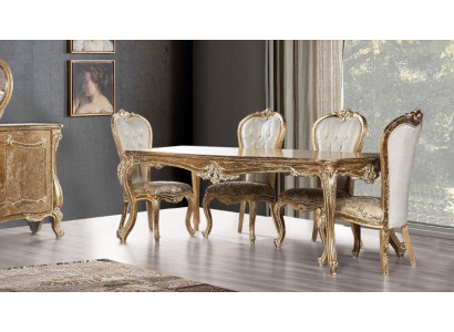 Esszimmer Esstisch Stuhl Gruppe Garnitur Set Holz Tisch Tische Barock Sets 5tlg