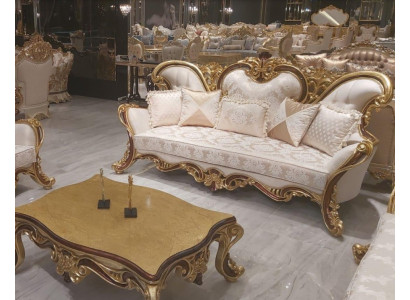 Luxus Dreisitzer Sofa 3 Sitzer Sofa Sofas Sessel Stoff Stil Barock Rokoko 240cm