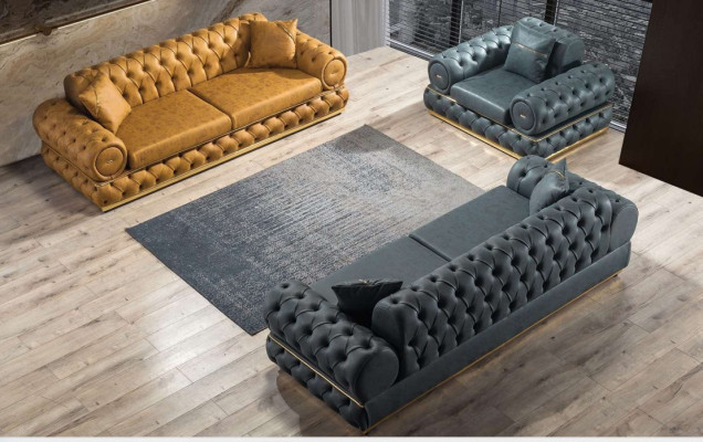 Luxus Chesterfield Sofagarnitur 3+1 Sitzer Garnitur Sofa Sessel Sofas Polster
