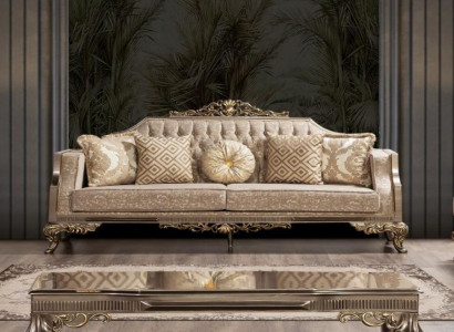 Dreisitzer Sofa 3 Sitzer Sofa Sofas Stoff Barock Rokoko Couch Design Wohnzimmer