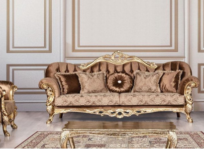 Luxus Dreisitzer Sofa 3 Sitzer Barock Rokoko Sofa Sofas Sessel Stoff Stil Möbel