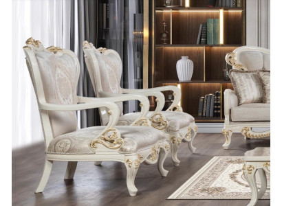 Ohrensessel Sessel Design Polster Barock Sofa Couch Textil Sitz Wohnzimmer Stil