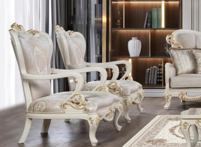 Ohrensessel Sessel Design Polster Barock Sofa Couch Textil Sitz Wohnzimmer Stil