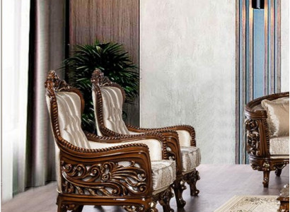 Sessel Ohrensessel Luxus Stoff Sitz Design Polster Barock Textil Einsitzer Neu