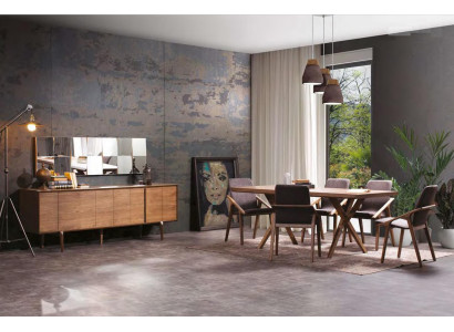 Großes Holz Esszimmer Set Esstisch Sideboard 6x Stühle Möbel Set 