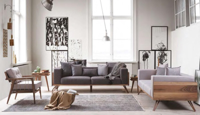 Graues Luxus Sofa Polster Couch Wohnzimmer Einrichtung Stilvolle Möbel