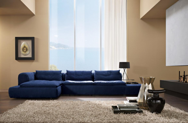 Ecksofa L-Form Möbel Blau Sofas Textil Couch Polsterung Couchen Sofa