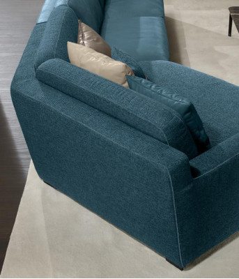 Design Sofa L Form Polster Couch Wohnzimmer Möbel Ecksofa Textil Blau