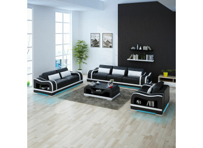 Ledersofa Couch Wohnlandschaft 3+2+1 Sitzer Garnitur Design Modern Sofa G8030D