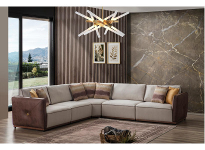 Luxus Ecksofa Sofas L-Form Großes Sofa Eck Wohnzimmer Polyester Modern Stoff Neu