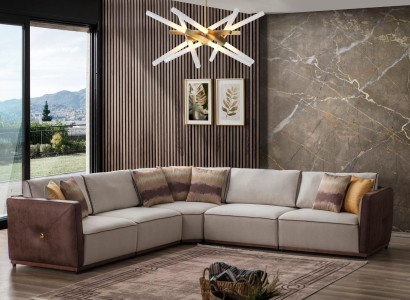 Luxus Ecksofa Sofas L-Form Großes Sofa Eck Wohnzimmer Polyester Modern Stoff Neu