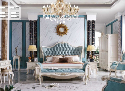 Klassisches Bett Luxus Chesterfield Leder Schlafzimmer Barock Möbel Betten 3tlg