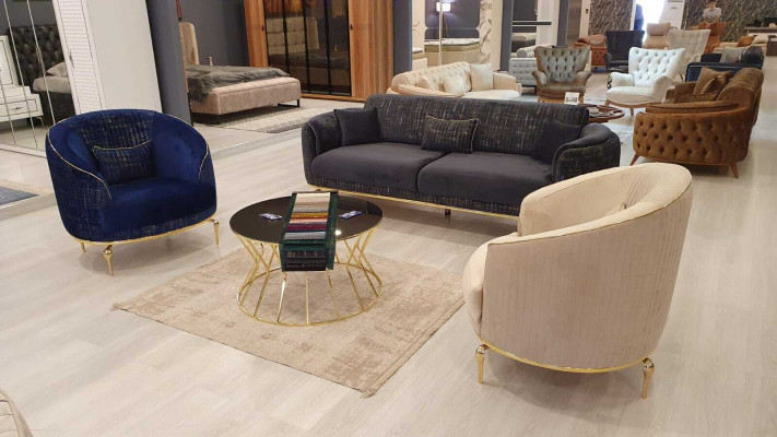 Luxus Sofa 3 Sitzer Wohnzimmer Blau Modernes Sofa Dreisitzer Möbel