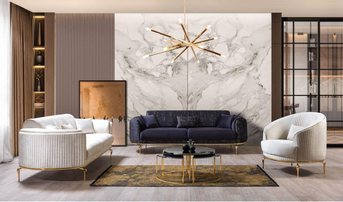 Modernes Wohnzimmer Sofa Luxus weiß Sofas Gepolstert Sitz 3 Sitzer