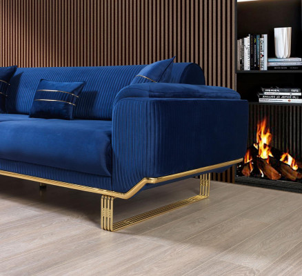 Luxus 3 Sitzer Sofa Wohnzimmer Blau Sofas Design Modern Couch Möbel