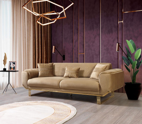 Luxus Sofa 3 Sitzer Wohnzimmer Beige Moderner Design 234cm Sofas Möbel