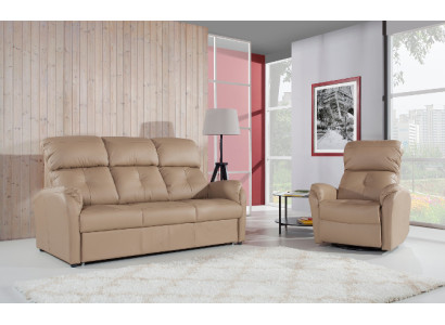 Sofagarnitur 3+2 Sitzer Set Design Sofa Polster Couch 100% Leder Bettfunktion