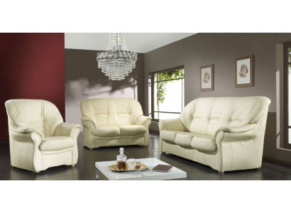 Klassische Sofa Echtleder Sofagarnitur 3+1 Sitz Couch Polster Garnitur Set