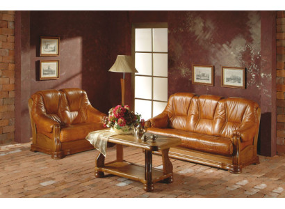 Wohnzimmer sofagarnitur Couch Polster Sofa 100% Echtes Leder Holz 3+1