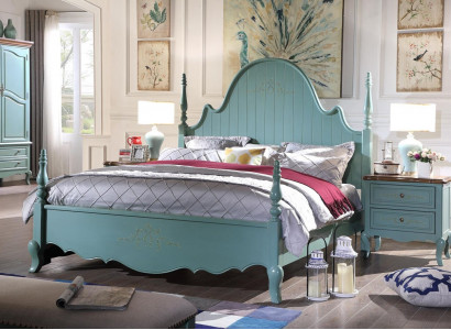 Sanfte Blau Schlafzimmermöbel-Suite aus Massivholz im Landhausstil 