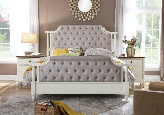 Schlafzimmer Set Bett 2x Nachttisch 3tlg. Betten Gründer Zeit Luxus Chesterfield