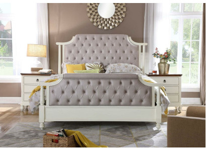 Schlafzimmer Set Bett 2x Nachttisch 3tlg. Betten Gründer Zeit Luxus Chesterfield