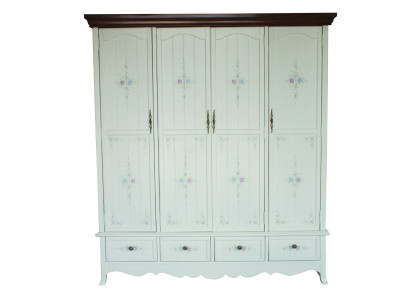 Ländlicher Keiderschrank Schrank Regal Schränke 198cm Garderobe Echtholz Möbel