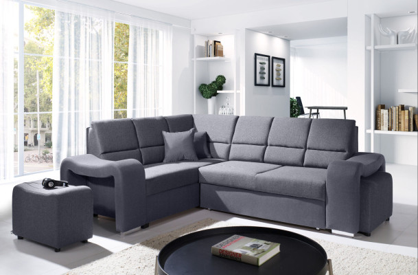Sofa Schlafsofa Designer Sofa mit Bettfunktion + Bettkasten Ecksofa Couch NEU!