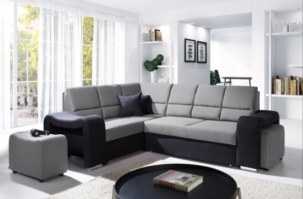 Sofa Schlafsofa Designer Sofa mit Bettfunktion + Bettkasten Ecksofa Couch NEU!