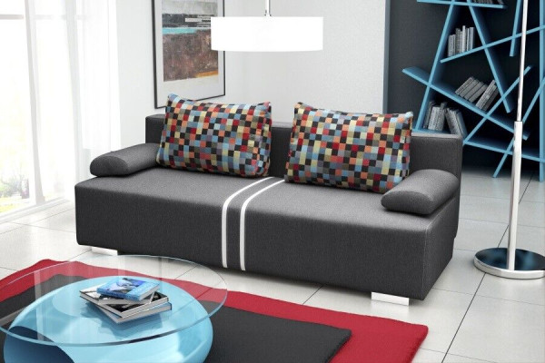 Schlafsofa 3-Sitzer mit Schlaffunktion, Bettkasten und Klappcouch - Designer Sofa