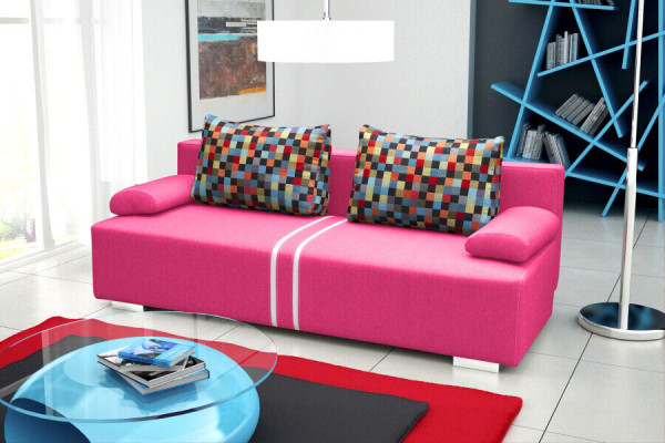 Schlafsofa 3-Sitzer mit Schlaffunktion, Bettkasten und Klappcouch - Designer Sofa