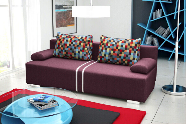 Schlafsofa 3-Sitzer mit Schlaffunktion, Bettkasten und Klappcouch - Designer Sofa