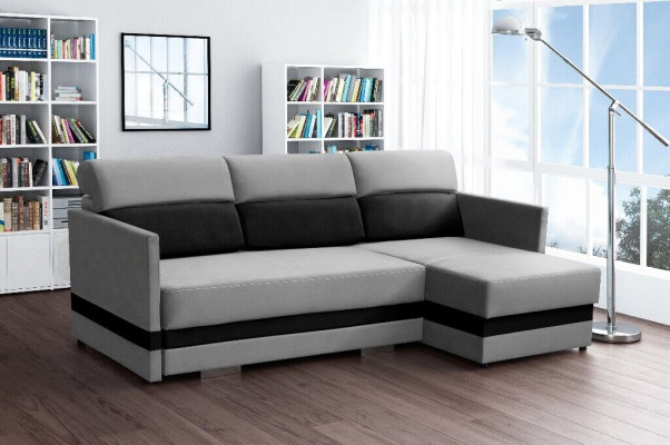Ecksofa mit Schlaffunktion Bettfunktion Kasten Bett Sofa Wohnlandschaft