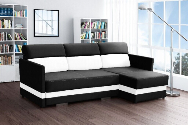 Ecksofa mit Schlaffunktion Bettfunktion Kasten Bett Sofa Wohnlandschaft