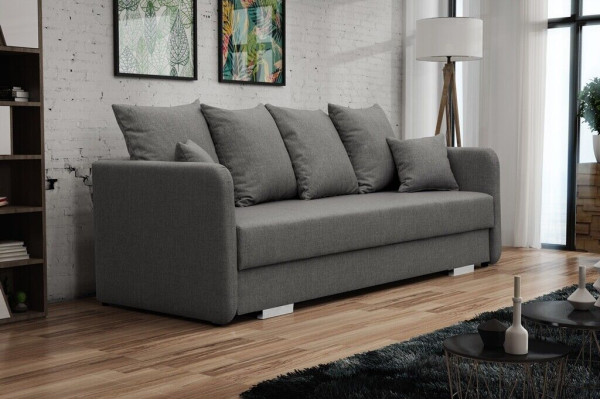 Schlafsofa Stoff 3 Sitz Sofa Couch Textil Polster Neu Garnitur Bettfunktion