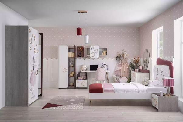 Luxus Kinderzimmer Set Bett Schrank Regal Kinder Möbel Mädchen 8tlg