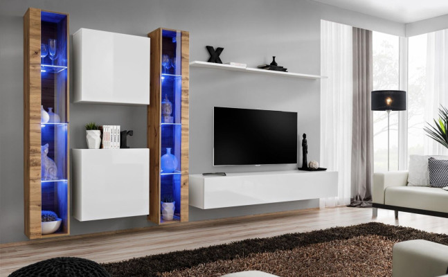 Weiß TV-Ständer Wohnwand Wandschrank Design Wohnzimmermöbel Luxus Sideboard