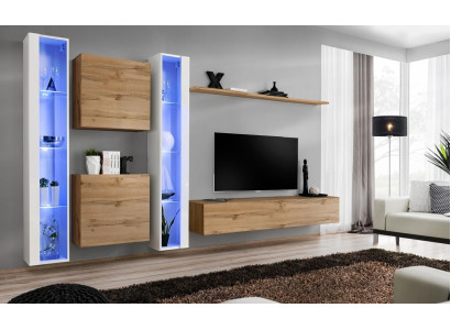 Wohnzimmermöbel Wandschrank TV-Ständer Braun Sideboard Komplett Einrichtung