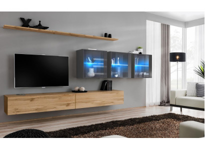 Komplett 7tlg Wohnwand 340cm TV-Ständer Sideboard Wandschrank Luxus Einrichtung