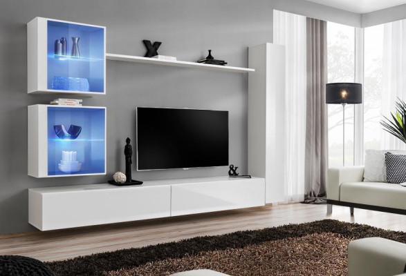 Weiß Wohnwand Luxus Wandschrank Komplett Sideboard TV-Ständer Modern Design