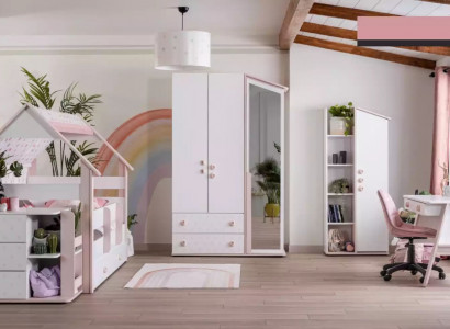 Funktionsbett Komplette Bett Kindermöbel Kinderzimmer Rosa 6tlg Holz