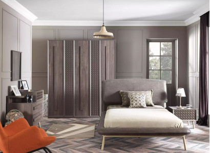 Kindermöbel Kinderzimmer Garnitur Jugendbett Bett Holz Grau Set 5tlg